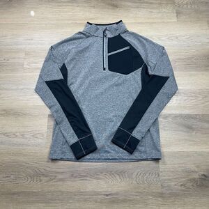 Obermeyer Shirt Mens Large Gray Hiking 1/4 Zip Outdoor Pullover Long Sleeve
